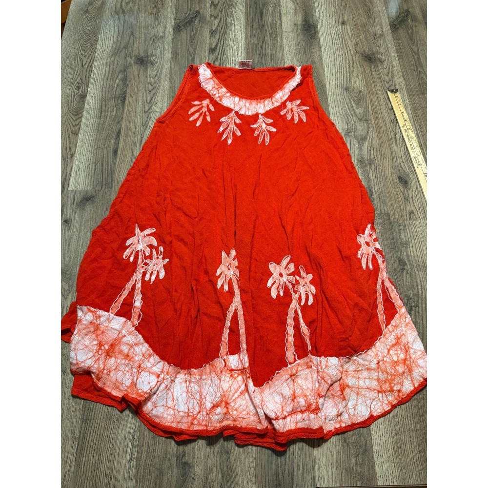 Maharani Exclusively Tank Top Dress Free Size Orange White Floral Boho